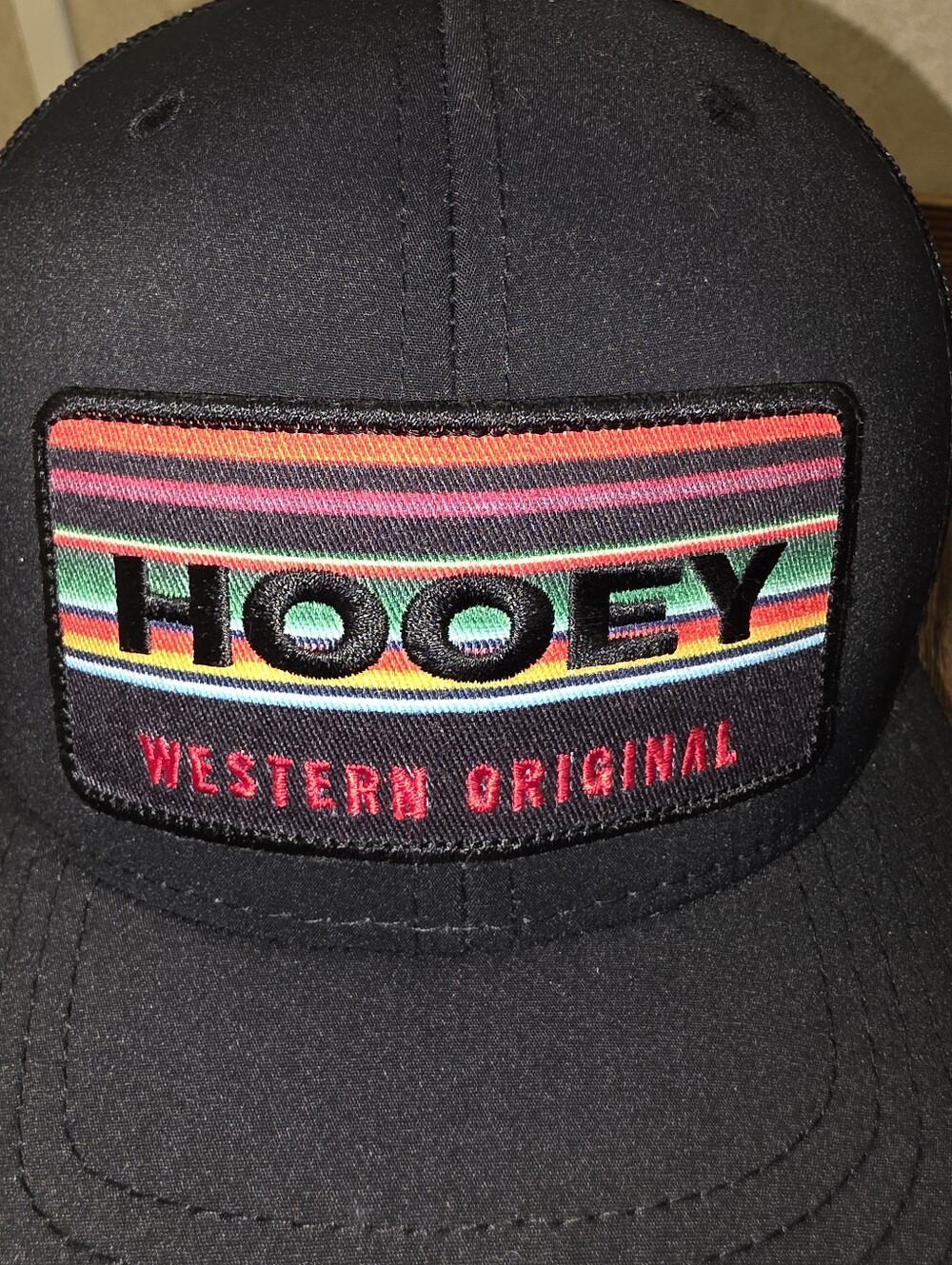 Hooey Black Trucker Hat with Multicolor Serape Patch